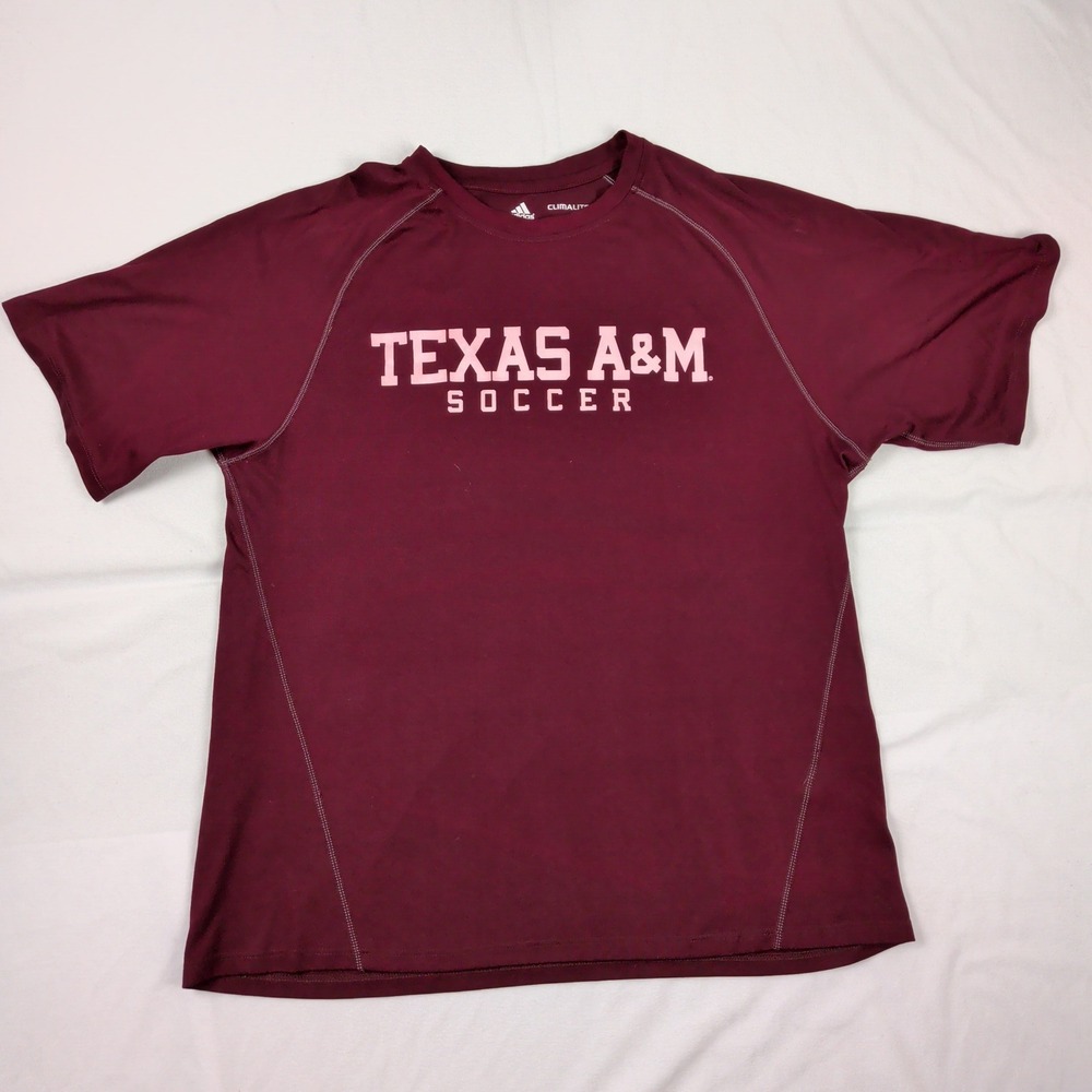 Adidas Climalite Texas A&M Soccer Shirt Mens Size Large Maroon Red